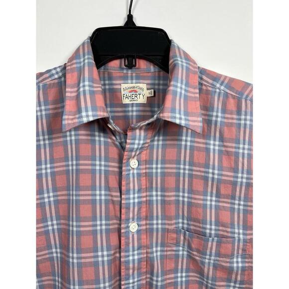 Faherty Brand Shirt Men’s Small Lt Red Blue Plaid Dawn Patrol Button Down Cotton - Picture 2 of 6